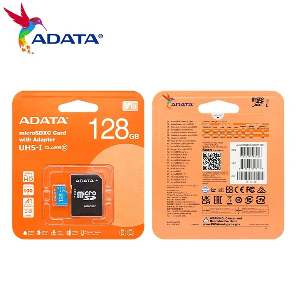 ADATA MİCRO SDXC CARD WİTH ADAPTER 128GB