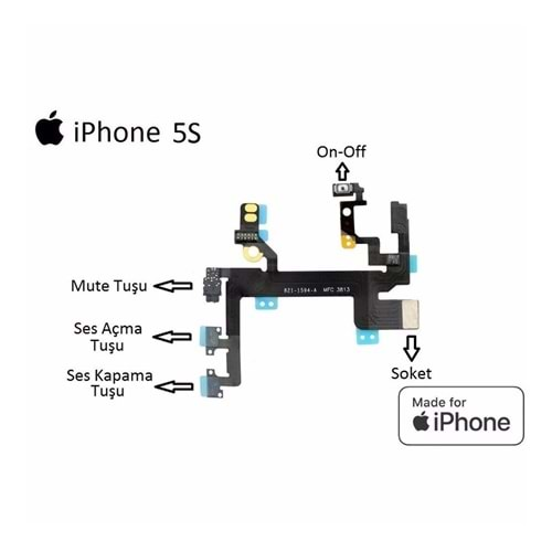 İPHONE 5S ON/OFF - YAN SES FLEX Lİ