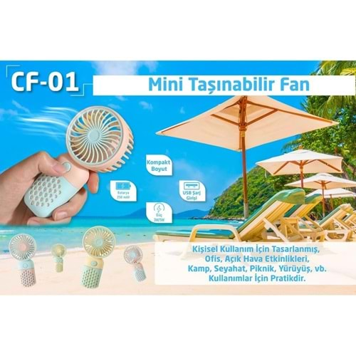 CONCORD CF01 TAŞINABİLİR ŞARJLI 250mAh 3-5W USB MASAÜSTÜ FAN